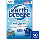 Earth Breeze Fragrance Free Laundry Detergent Sheets - 60 loads: Hypoallergenic, Bleach-Free, Non-Toxic, Dermatologist Tested